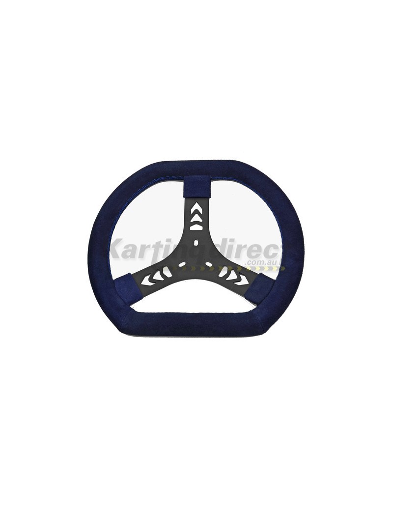 Steering Wheel 320mm Kartelli Pro Flat Top Flat Bottom Blue Suede Leather