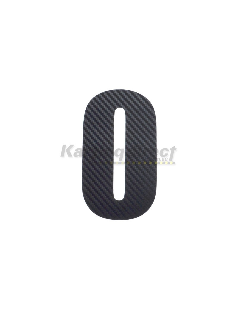 Number 0 Decal Small Black Carbon Fibre Style Sticker