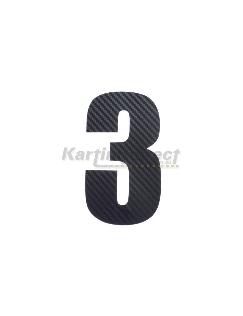 Number 3 Decal Large Black Carbon Fibre Style Sticker