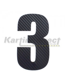 Number 3 Decal Small Black Carbon Fibre Style Sticker
