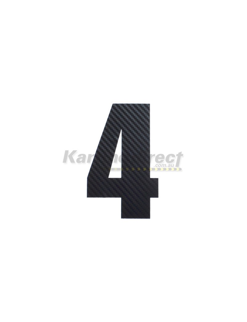 Number 4 Decal Small Black Carbon Fibre Style Sticker