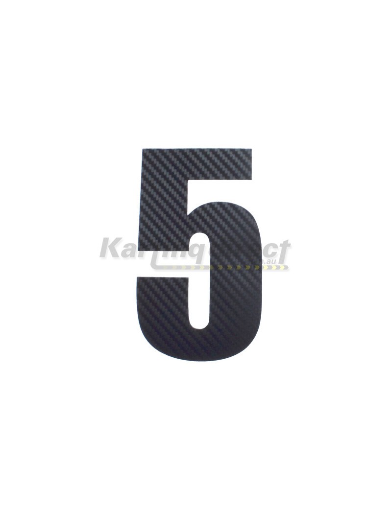 Number 5 Decal Large Black Carbon Fibre Style Sticker