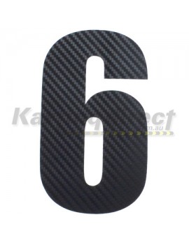 Number 6 Decal Large Black Carbon Fibre Style Sticker
