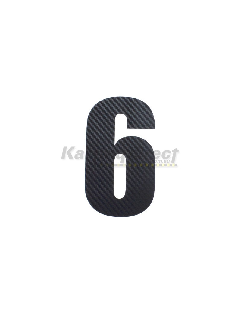 Number 6 Decal Small Black Carbon Fibre Style Sticker