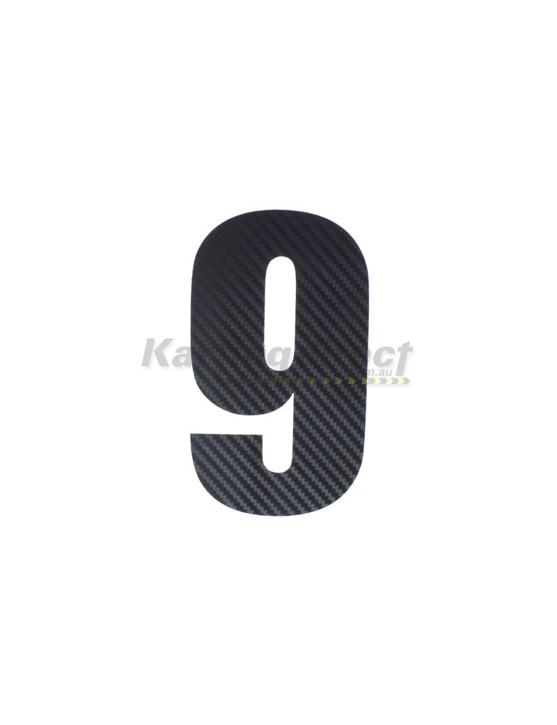 Number 9 Decal Large Black Carbon Fibre Style Sticker