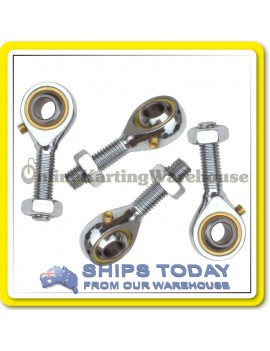 GO KART TIE ROD ENDS 8mm POS8 H/DUTY CHROME 4 Pack Set with LOCK NUTS KARTELLI !