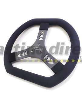 Steering Wheel 320mm Kartelli Pro Flat Top Flat Bottom  Suede Leather - BLACK