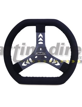 Steering Wheel 320mm Kartelli Pro Flat Top Flat Bottom  Suede Leather - BLACK