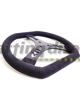 Steering Wheel 320mm Kartelli Pro Flat Top Flat Bottom  Suede Leather - BLACK