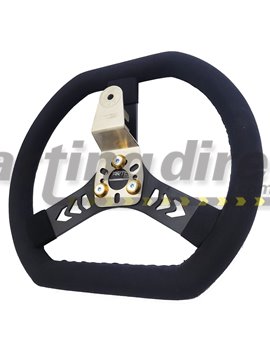 Steering Wheel 320mm Kartelli Pro Flat Top Flat Bottom  Suede Leather - BLACK